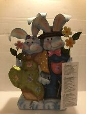 Home Interior Bunny Couple Metal Candle Holder picture