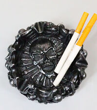 Arch Devil Skull Face Fire Hell Bone Spiral Cigaretter Ashtray Resin Figurine picture