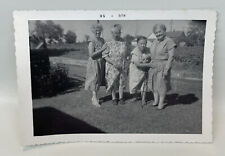Vtg 1958 Snapshot Old Women Goofing Off with Pregnant Friend Flowered Dresses picture