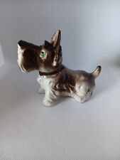 Vintage SCHNAUZER Puppy Dog Porcelain Figurine with Green Eyes  picture