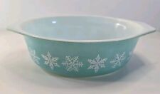 Vintage Pyrex Turquoise Blue Snowflake Oval Dish Casserole 043 1.5 Quart No Lid picture