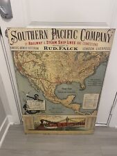 Antique Southern Pacific Co of Railway & Steam Ship Lines Wall Map 38 1/2” x 27” picture