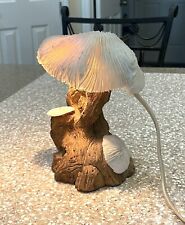 Vintage MCM White Coral Mushroom Wood Lamp Sculptured Woodcraft picture