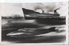 1958 Press Photo of Artists Impression of a Nuclear Powered Submarine picture