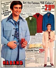 1976 Haband Leisure Suit Complete No Iron Color Matched Belt Print Ad picture