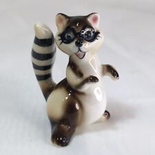 2” Raccoon Figurine, Vintage Glazed Porcelain, Decorative Collectible❤️ picture