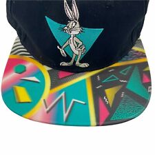 Vintage Looney Tunes Bugs Bunny Original Snapback Holographic Hat Black Green  picture