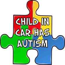 4in x 4in Puzzle Piece Child in Car Has Autism Vinyl Sticker Truck Vehicle Decal picture