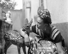 11X14 PHOTO - MEXICAN PAINTER FRIDA KAHLO AND PET DEER GRANIZO (LG-068) picture