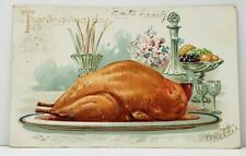 Thanksgiving Turkey Dinner Table RJ Wealthy 1907 Dubuque Tuck Postcard J7 picture