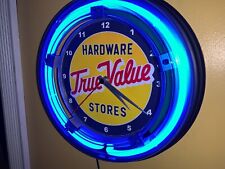 True Value Hardware Store Garage Neon Wall Clock Advertising Sign picture