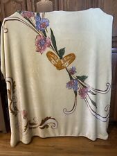 Vtg Novatex Blanket Queen Throw Floral Yellow Wedding Rings Rare Acrylic picture