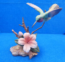 Vintage 1989 Maruri Ruby-Throated Hummingbird with Azalea Figurine H-8911 picture