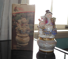 Kirklands Potter's Garden Ceramic Snowman Keepsake Trinket Box Hand Painted picture