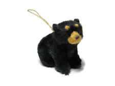 Vintage Christmas Ornament Black Bear Fuzzy Furry American  picture