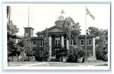 1956 Court House Tower Clock American Flag Dade City FL RPPC Photo Postcard picture