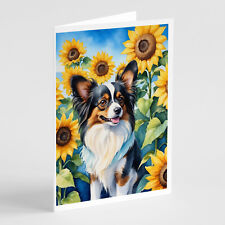 Papillon in Sunflowers Greeting Cards and Envelopes Pack of 8 DAC6131GCA7P picture