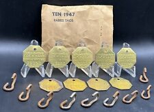 9 VTG 1947 Lockhart Rabies Vaccine Tags W/ Envelope NEW OLD STOCK Metal picture