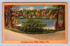 Mill Hall PA-Pennsylvania, General Greetings Lake Area, Vintage c1957 Postcard picture