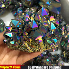 100g Large Natural Rainbow Aura Titanium Quartz Crystal Cluster VUG Stone Reiki picture