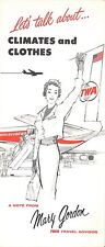 1963 TWA Lets Talk About Climate And Clothes Mary Gordon Travel Advisor CPG8 picture