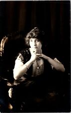 PORTRAIT OF A  PENSIVE WOMAN : RPPC : 1904-1918 picture