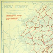 Vintage NEW JERSEY Auto Trails Map State Highway Original Antique Road picture