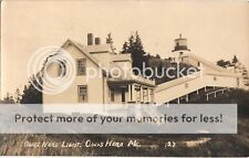 OWLS HEAD, ME, LIGHT HOUSE real photo postcard rppc MAINE LIGHTHOUSE c1920 picture
