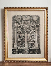 antique Odd Fellows lithograph Rock Of Odd Fellowship gilt frame original 1840 picture