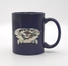 Cobalt Blue Ceramic Coffee Tea Mug with Pewter Crab 3D  picture