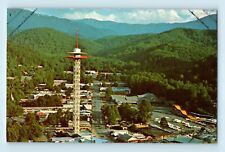The Space Needle Gatlinburg Tennessee Aerial Birdseye Mountain View Postcard C7 picture
