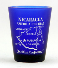 NICARAGUA COBALT BLUE FROSTED SHOT GLASS SHOTGLASS picture