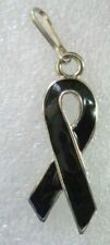 Melanoma Awareness ribbon zipper pull, black, gold plated, USA made picture