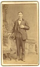 CIRCA 1870'S Stunning CDV Handsome Man Mustache & Suit Marston Carson City, NV picture