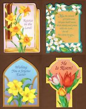 4x Vintage Current Inc Easter Cards 1988 Die-Cut Floral 7614-3 Inspirational Set picture