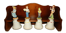 Vtg Norman Rockwell Childrens Series Set 4 Porcelain Figural Bells - MIB picture