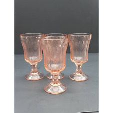 Vintage Indiana Glass Pink Madrid Water Wine Goblets Set Of 4 Short Stem picture