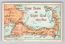 Cape Cod MA-Massachusetts, Scenic Auto Map Cape Cod, Antique Vintage Postcard picture