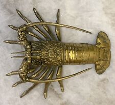 Vintage Brass Lobster Crawfish Crayfish Crustacean Prawn Figure Paperweight 7.5” picture
