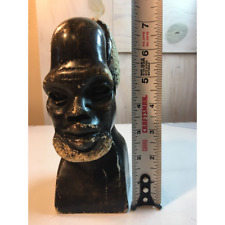 Vintage Sculpture African Bust Tribal Old Man Beard Solid Marble Hand Carved 7