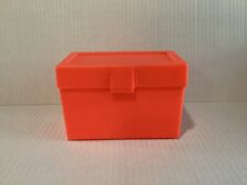 VINTAGE ORANGE  COOKING RECIPE BOX HOLDER ALL ABOUT THE 70’S STERLING PLASTIC picture