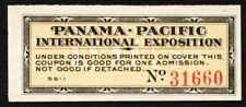 1915 Panama Pacific Exposition unused ADMISSION TICKET coupon PPIE Pan Pacific picture