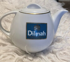 Small Vintage Ceramic teapot - Dilmah In Ivory With Teal Lettering Sri Lanka picture