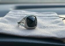 David Yurman 925 Silver 14mm ALBION Ring Black Onyx & Diamonds Sz 8.5 picture