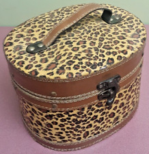 Oval Cheetah Print Animal Print Storage Box / Case with Faux Leather and Wood picture