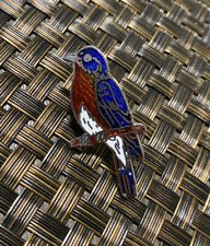 VINTAGE MAFCO BLUE WHITE BROWN RED BIRD COLLECTIBLE ENAMEL PIN RARE picture