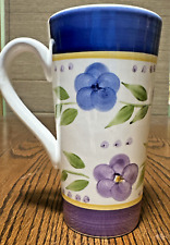 Gibson Homewares Purple Blue White Floral 6”  Tall Handled Mug picture