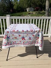 Vintage Retro Four Color Dutch Inspired Tablecloth Needlepoint Design Windmills picture