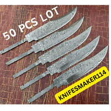 50 PCS LOT HAND FORGED DAMASCUS BLANK BLADE FOR BOWIE HUNTING KNIVES MAKING picture