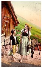 Zurich Switzerland Children Tending Goat Barefoot Postcard Posted 1909 Photoglob picture